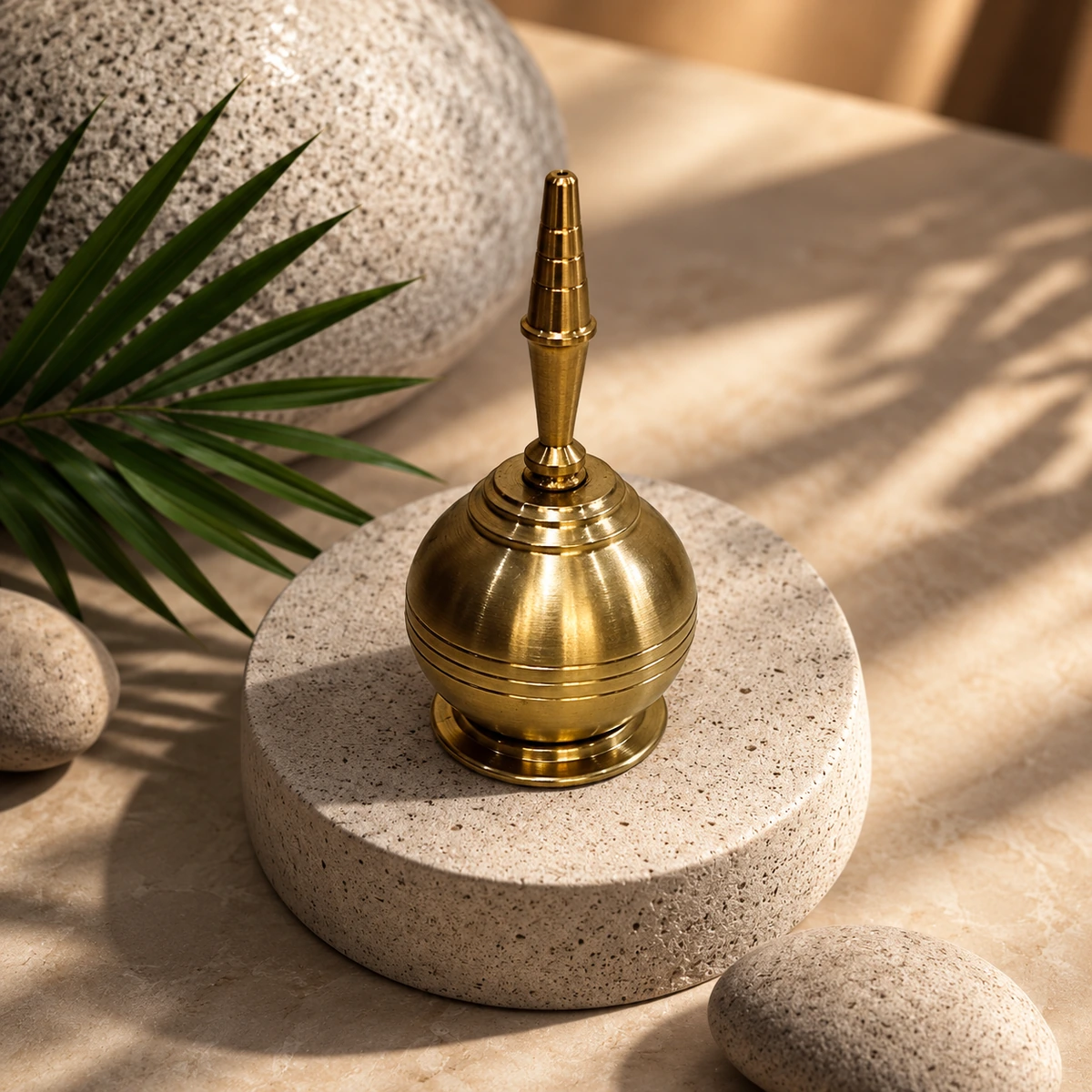 makhala_high_angle مكحلة نحاسية مستديرة - الصورة 1